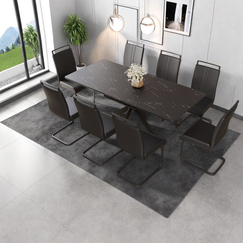 Extendable Dining Table Sets(must Include Both Table And Chair), Mdf Metal Modern Home
