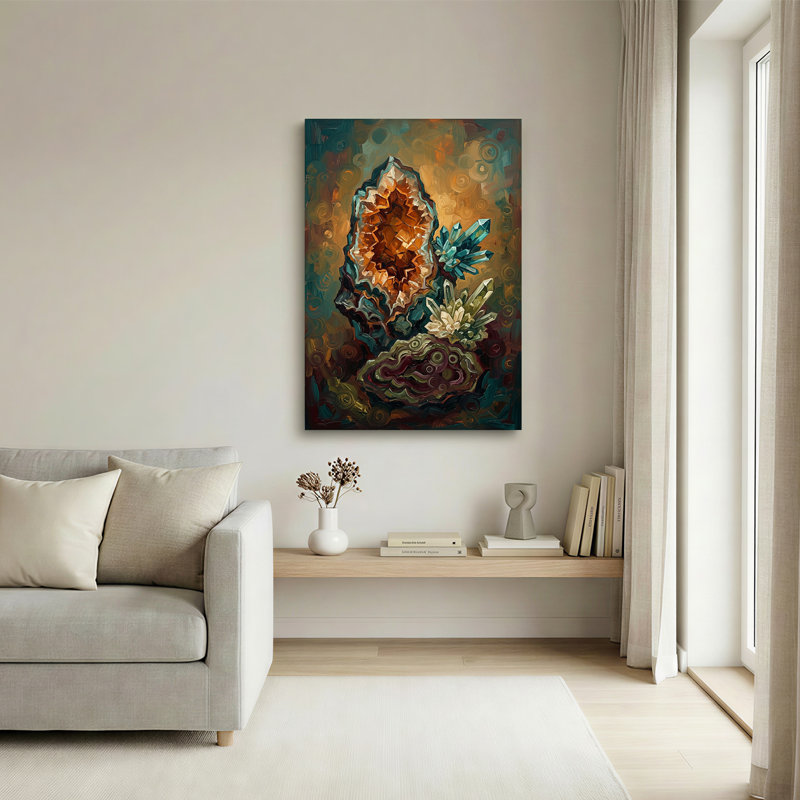 Toile orange sur fond de tourbillons, 18"H x 12"W