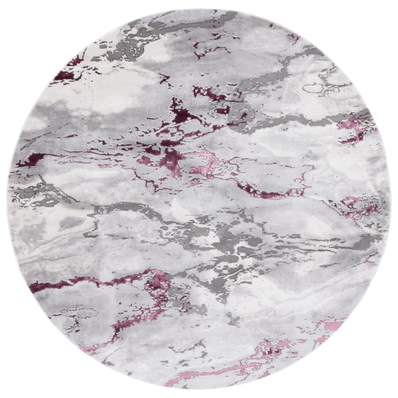 Tapis gris / rouge Bowersville Craft 800, Rond 6 pi 7 po