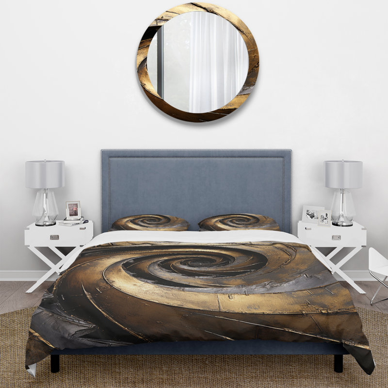 Ensemble de housse de couette en or noir Timeless Turn - Abstract Spirals, Housse de couette très grand et 2 très grandes t