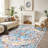 Non-Slip Machine Washable Red/Teal/Gray Oriental Area Rug-645420750