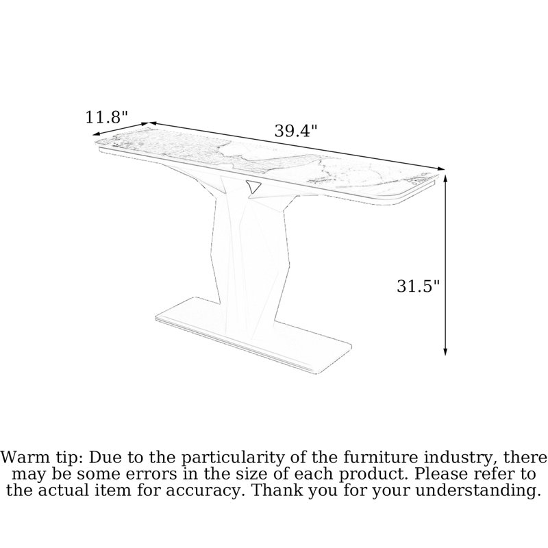 Console moderne géométrique avec base sculpturale, Brun / Noir, 31.5" H x 39.37" W x 11.81" D