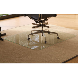 Tapis de chaise en verre trempé pour plancher ou tapis en bois franc - Système de pare-chocs ShockShield - Transparent avec bord standard