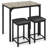 17 Stories 3pcs Counter Height Table Set 2 Chairs Bar Dining Room Faux Marble Black