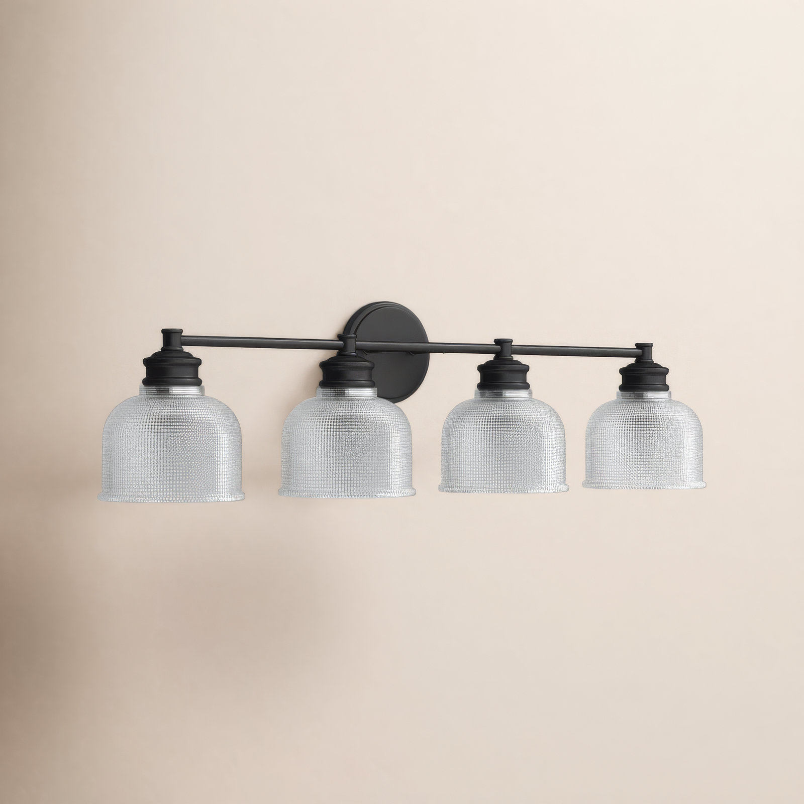 Besima 4 Light Hammered Dimmable Vanity Light, Matte Black