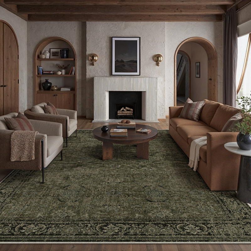 Elegant Vintage Floral Area Rug for Living Room, Rectangle 6'3" x 8'6"