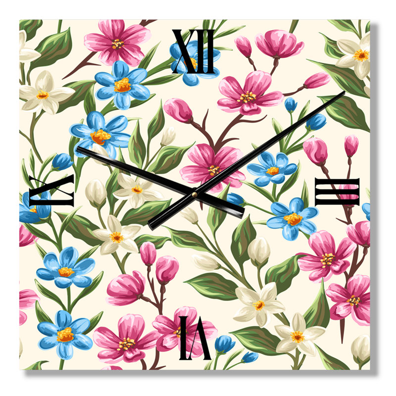 Horloge murale rétro rose et bleu, Grand