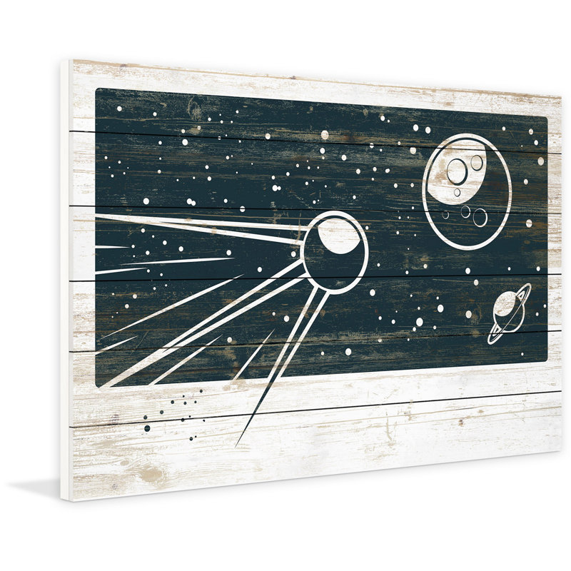 «Spoutnik's Orbit», reproduction sur bois blanc, H 30 po x l 45 po x P 1,5 po
