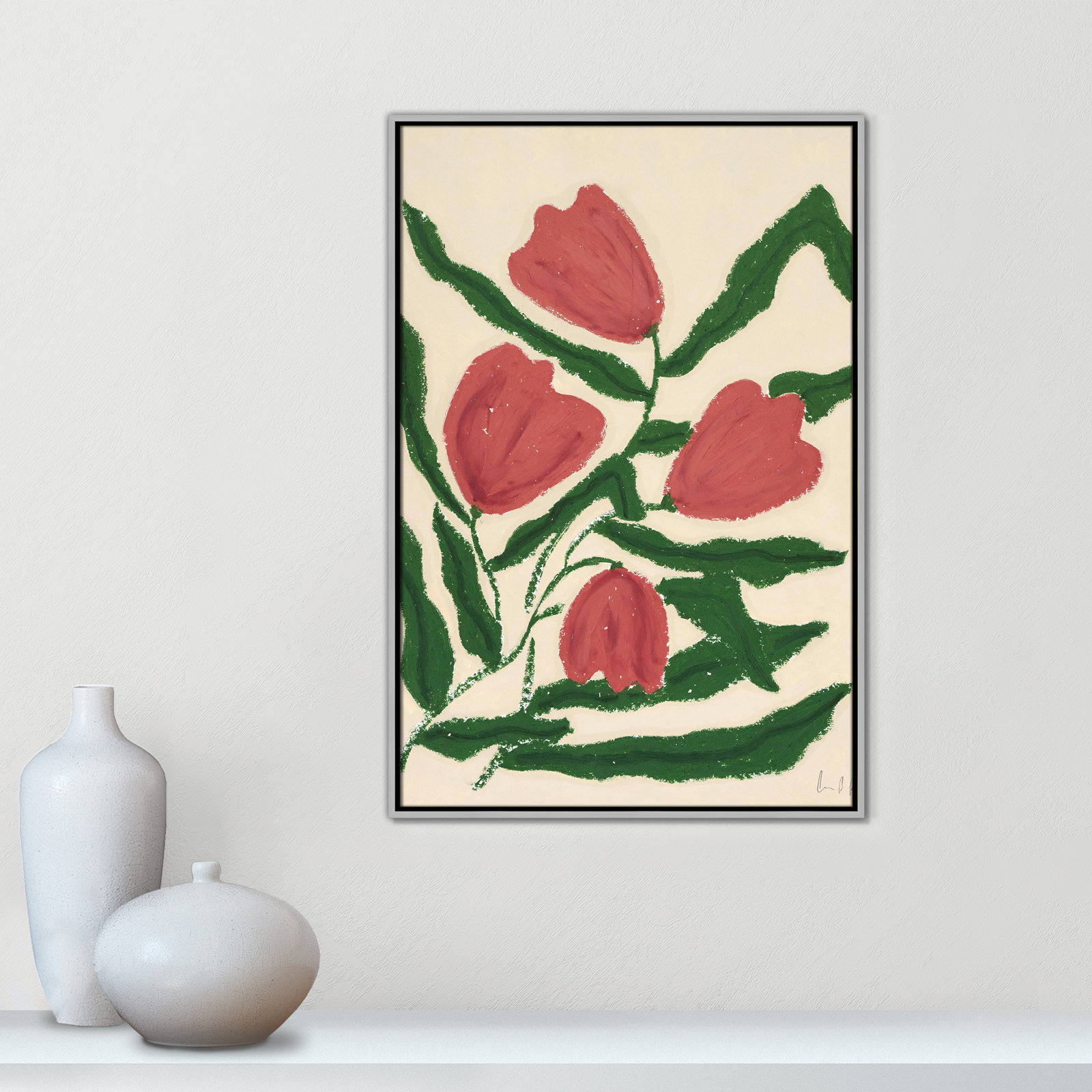Red Tulips  Print by Camilla Bergqvist, Silver, 37.5" H x 25.5" W