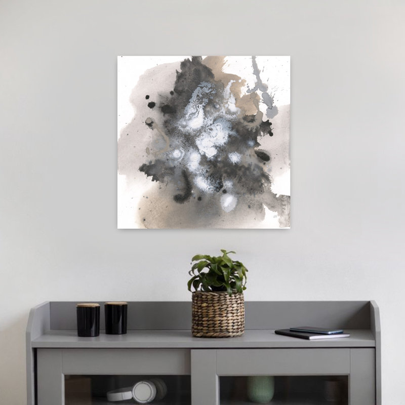 Abstrait contemporain II avec art abstrait noir, H 18 po x l 18 po