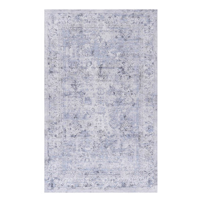 8' X 10' Area Rug, Low-pile, Washable, Non-shedding, Non-slip For Bedroom, , Living Room - Blue Cream Rug 8x10, Non-slip, Machine & Pet Hallway, Blue/cream