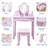 Kids Vanity Set with Mirror and Stool Ages 3-9 Makeup Dressing Table and Chair Playset with Drawer for Children Bedroom or Playroom,-135425926