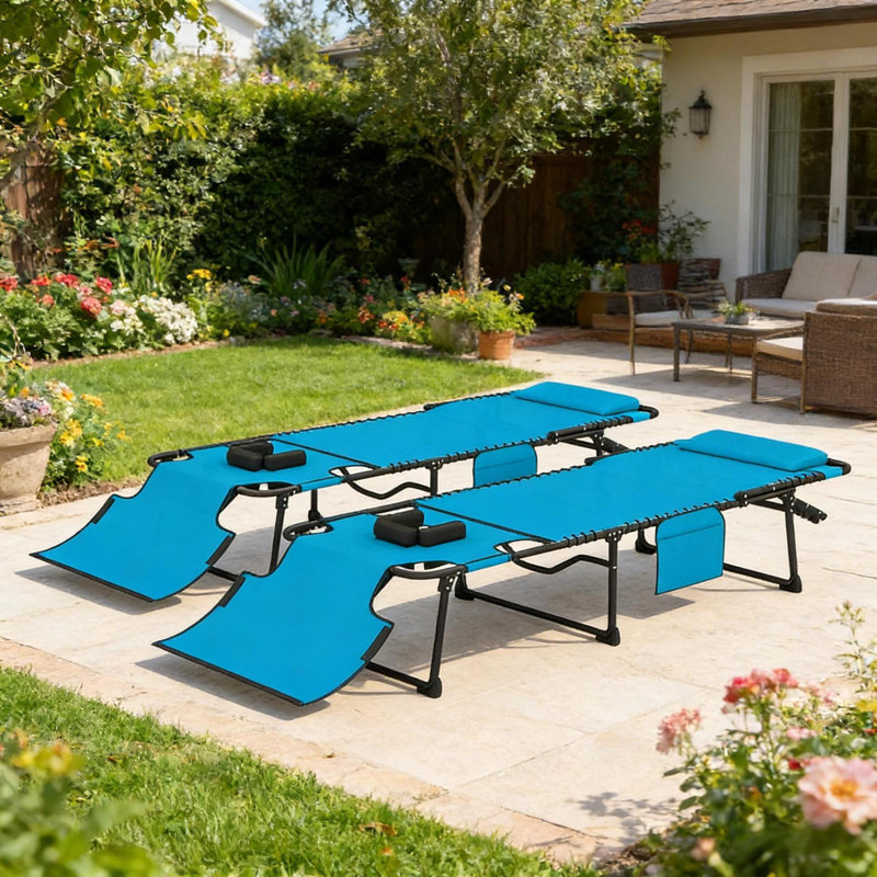 Méridiennes portatives de patio portatives, pliage en maille d'acier, détente extérieure moderne
