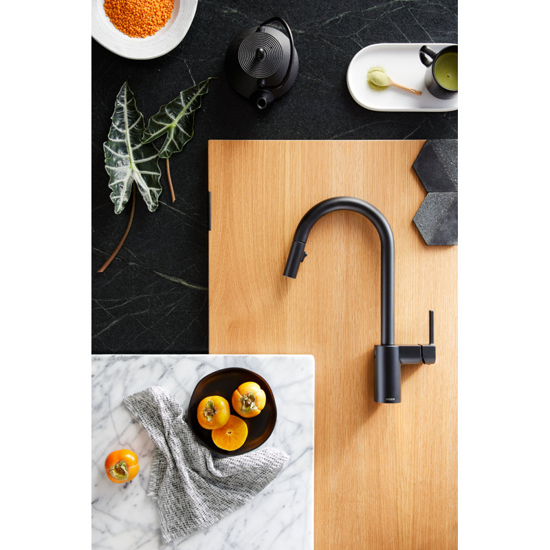 Moen Align MotionSense Wave Single Handle Pulldown Kitchen Faucet with Power Clean Technology, Matte Black