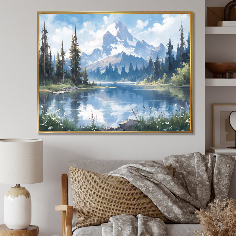 «Mountain View Bliss III - Countryside», reproduction d'art sur toile encadrée, H 34 po x l 44 po, Doré