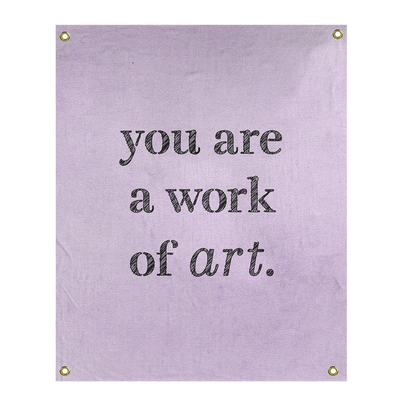 Tapisserie de travail en polyester d’art sur les citations, H 59 pi x l 50 po, Mauve / Noir