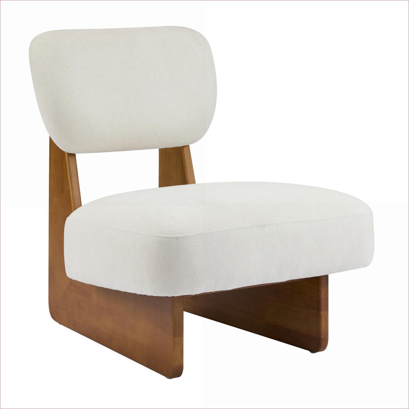 Ensemble de 2 fauteuils modernes et minimalistes, revêtement en polyester beige chaud avec base en bois massif naturel, sièges d'appoint pour salon, chambre à coucher, bureau
