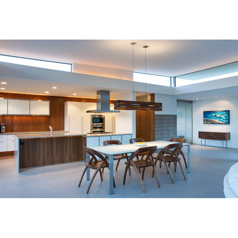 Aeris Linear LED Pendant - 2700K, Brushed Aluminum, Walnut, 7.5" H x 54" W x 5" D