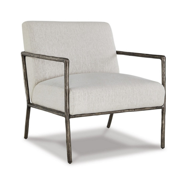 Chaise d'appoint 30 pouces Tusk, structure classique en aluminium étain, revêtement crème