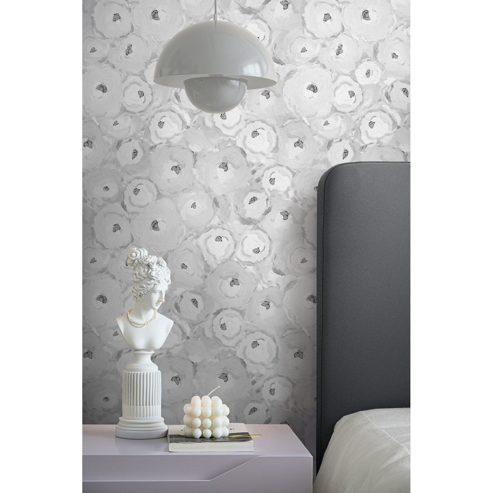 Yuki Osada Floral Wallpaper, Gray