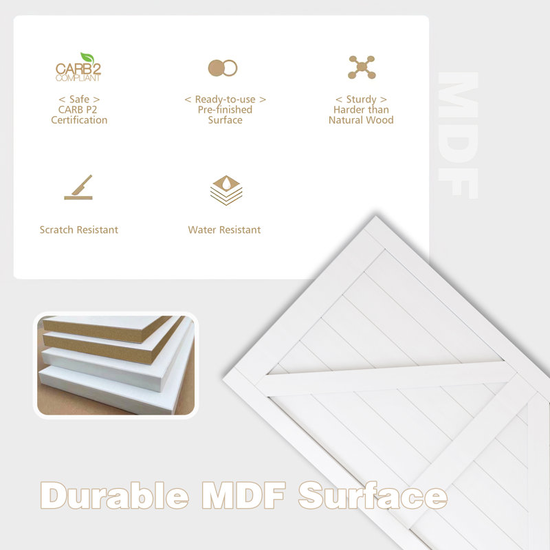 Glass and Manufactured Wood Sliding Barn Door with Installation Hardware Kit, 36" x 84"