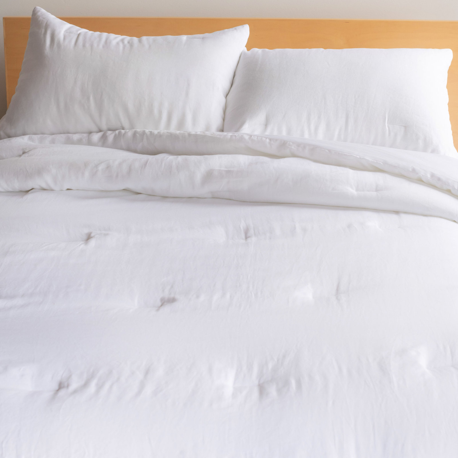 French Linen Comforter Set, King Comforter + 2 King Pillow Shams, White
