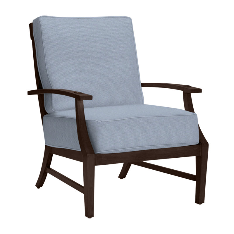 Croquet Patio Chair with Cushions, Welt + Standard Fill, Verona Silver, Mahogany