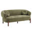 Canapé 3 places incurvé moderne Orenzo de 195 cm de large en polyester, avec coussins ronds capitonnés et pieds en bois de bouleau-134972645