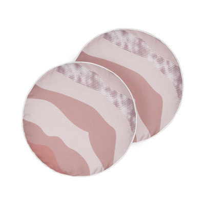 CAMPEI Indoor / Outdoor Abstract Pink Circular Throw Cushion