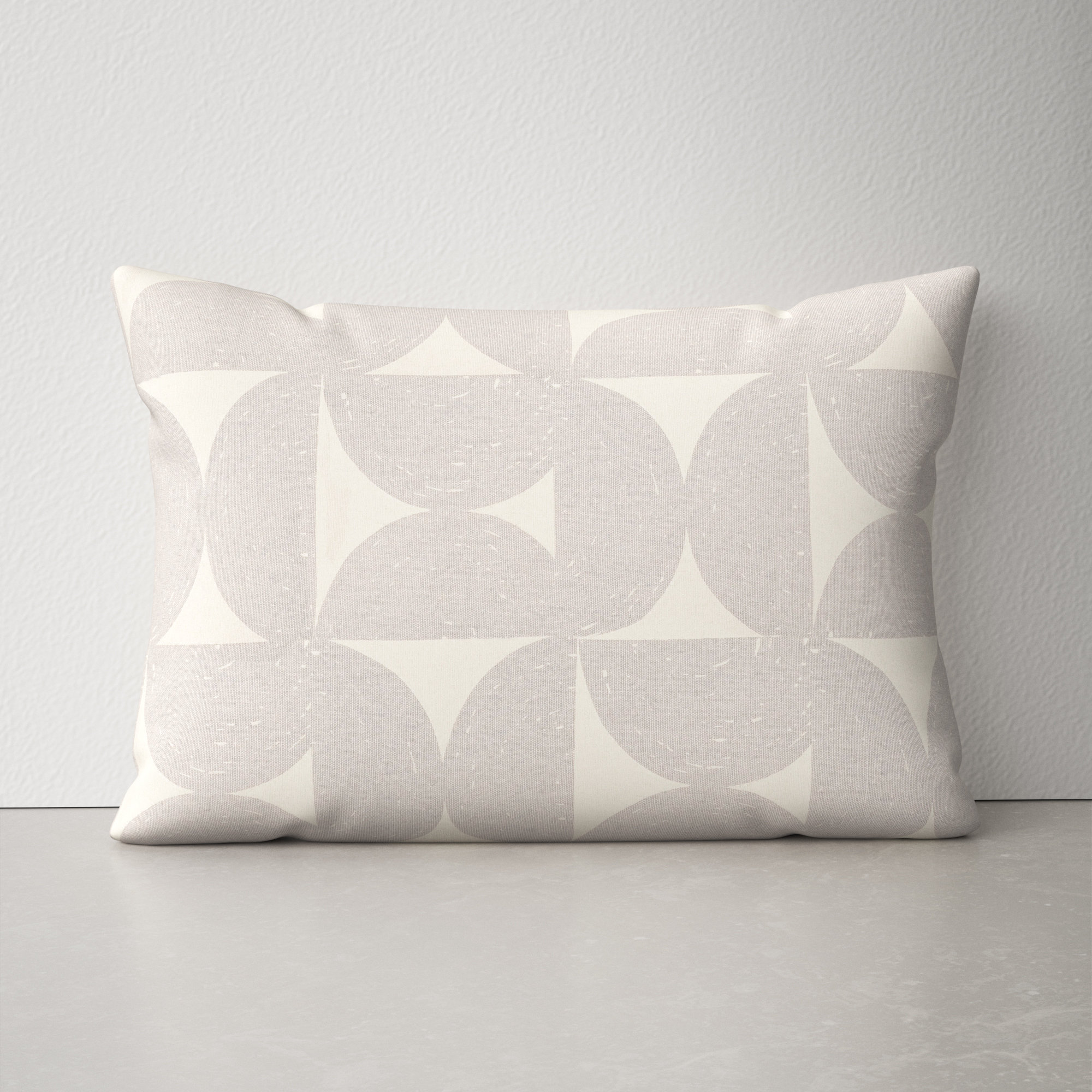 Frenk Geometric Cotton Lumbar Throw Pillow, Medium Gray/Beige, Polyester