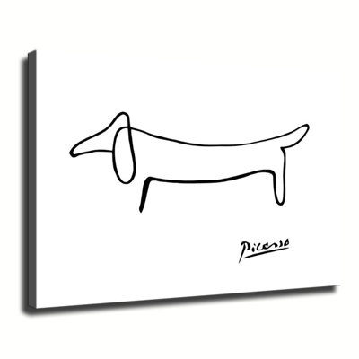 Picasso Creative Dachshund Dog Minimalist n Canvas Wall Art Framed Ready to Hang Living Room Bedroom Home Decor