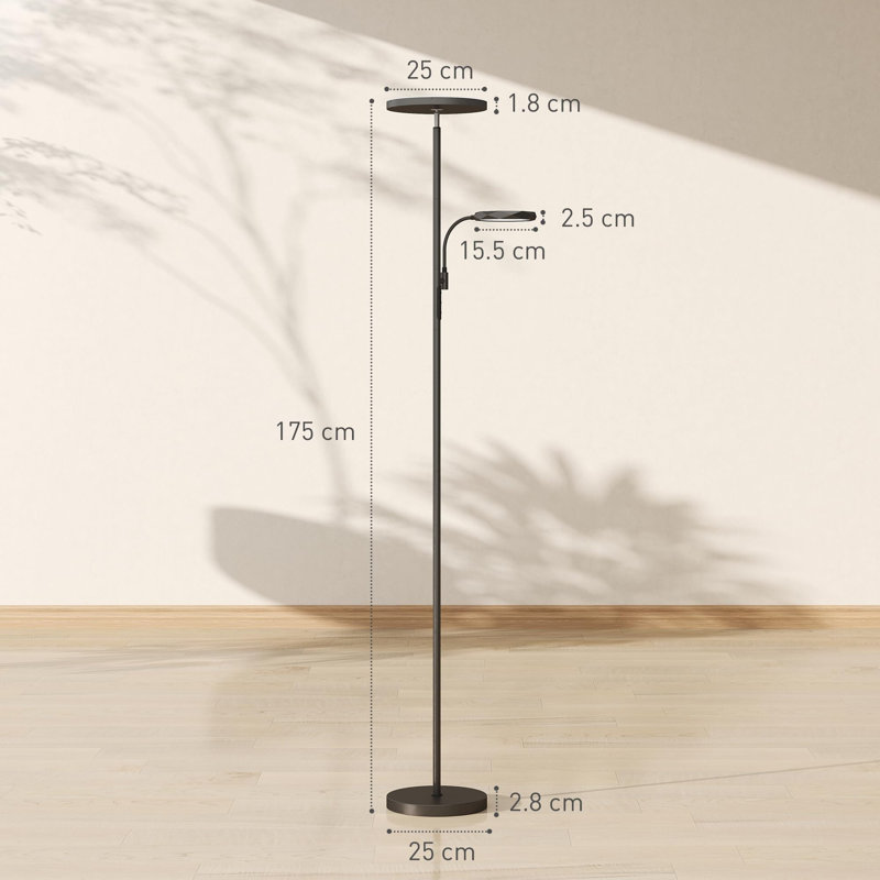 175cm Black LED Torchiere Floor Lamp