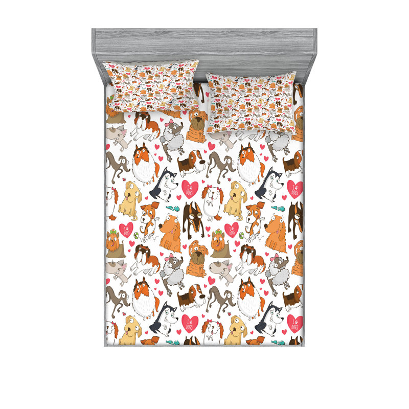Multicolore drap-housse et coussin décoratif Ambesonne, Ensemble de draps-housses pour lit double + 4 taie