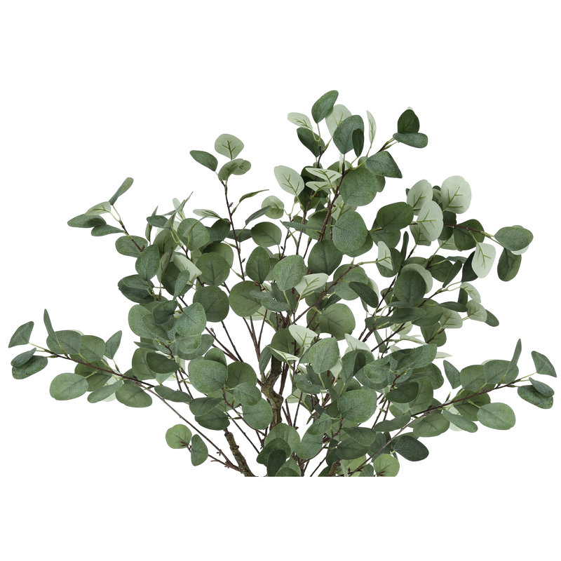 Faux eucalyptus de 46 po de hauteur - Décoratif d'intérieur avec feuilles de verdure en pot artificiel noir