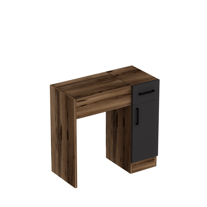 Table de maquillage moderne, noyer clair et anthracite, 30,3 po x 42,8 po x 14,7 po | 100% panneau de particules enduit de mélamine, épaisseur: 0,7 pouce | Conception élégante et fonctionnelle pour des espaces de beauté glamour, assemblage facile