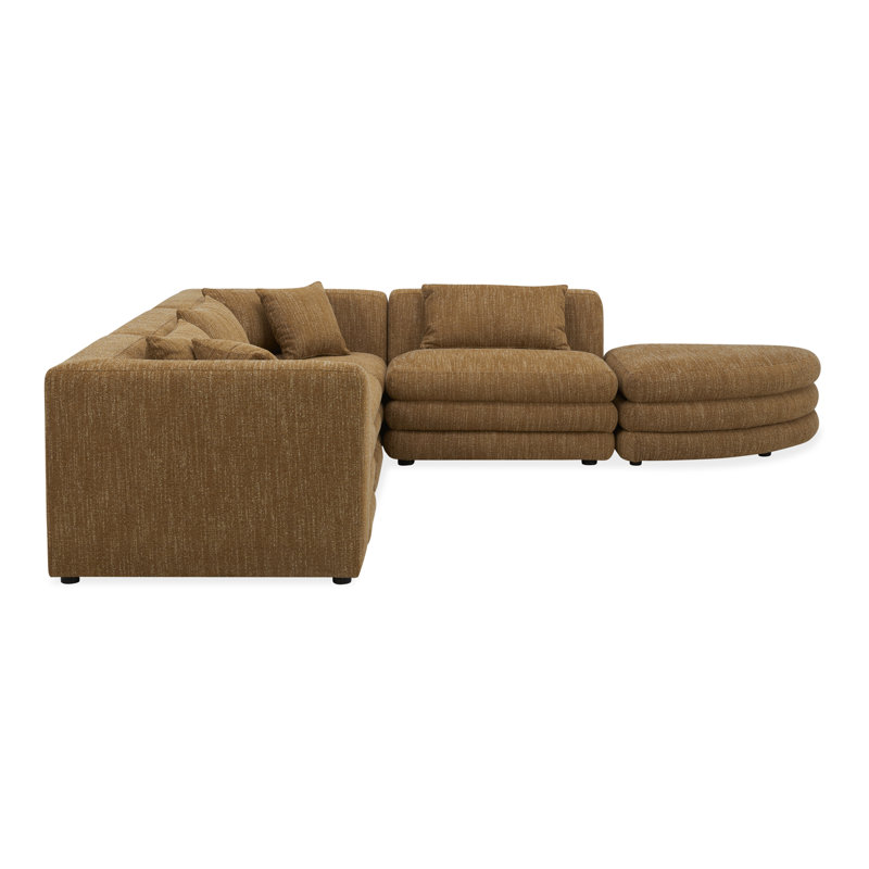 Donia 5 - Piece Upholstered Sectional, Amber Glow Mustard Tweed