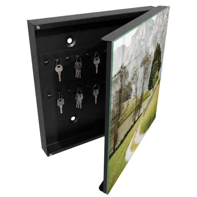 Key cabinet, Opens to the right, 30x30x5, White, Mountains and trees in the peace of nature, 