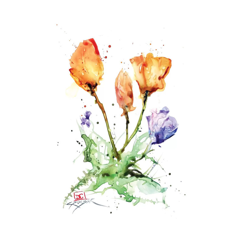 Flowers by Dean Crouser - Painting on Canvas, 20.32 cm H x 30.48 cm W, Wrapped Canvas