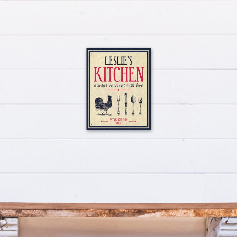 Personalized Name Sign Kitchen - Seasoned With Love Canvas Wall