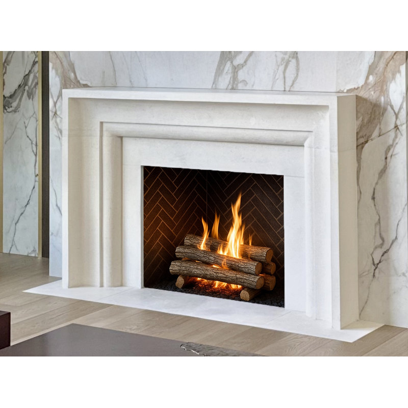 WFR-Futuristic – Custom Hand-Carved Natural Limestone or Cantera Stone Fireplace Mantel Surround | Geometric Modern Elegance