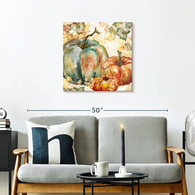 Yarlin, récolte d'aquarelle bleu sarcelle citrouilles I