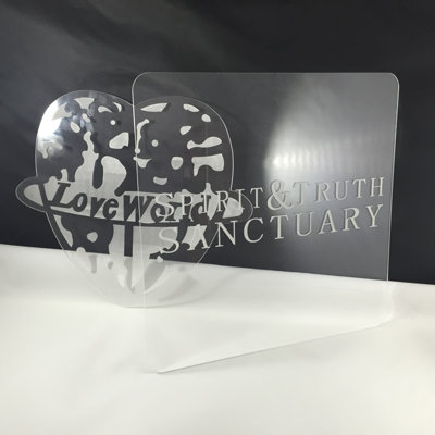 Custom Logo for Church Emblem Business Sign Shop Mark Symbol Offices Name Acrylic Plaque Laser Etched Frosty White Image