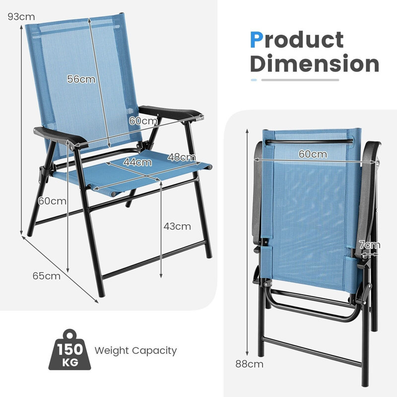Calev Fabric Camping / Beach Folding Chair Folding Chair Set, Blue