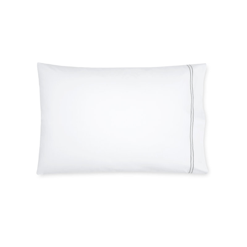 Grande Hotel Percale Pillow Case, King, White/Silver