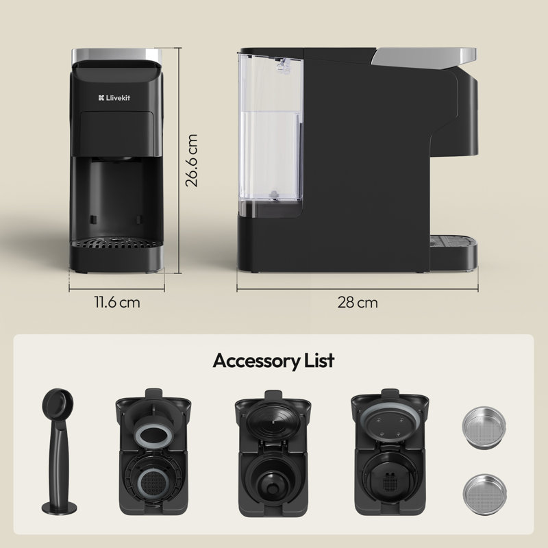 3 In 1 Multi Capsule Coffee Machine, 20 Bar Espresso Maker With 40s Fast Heat Up, Compatible With Nespresso/dolce Gusto Pods/ground Coffee/ese Pods, Self-cleaning, 920ml Water Tank For Home Office