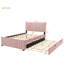 Lit plateforme double en velours avec lit gigogne-1329341007