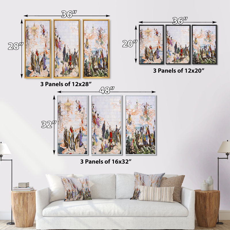 Immortels - Ensemble de 3 reproductions d'art encadrées sur toile, Noir, H 28 po x l 36 po