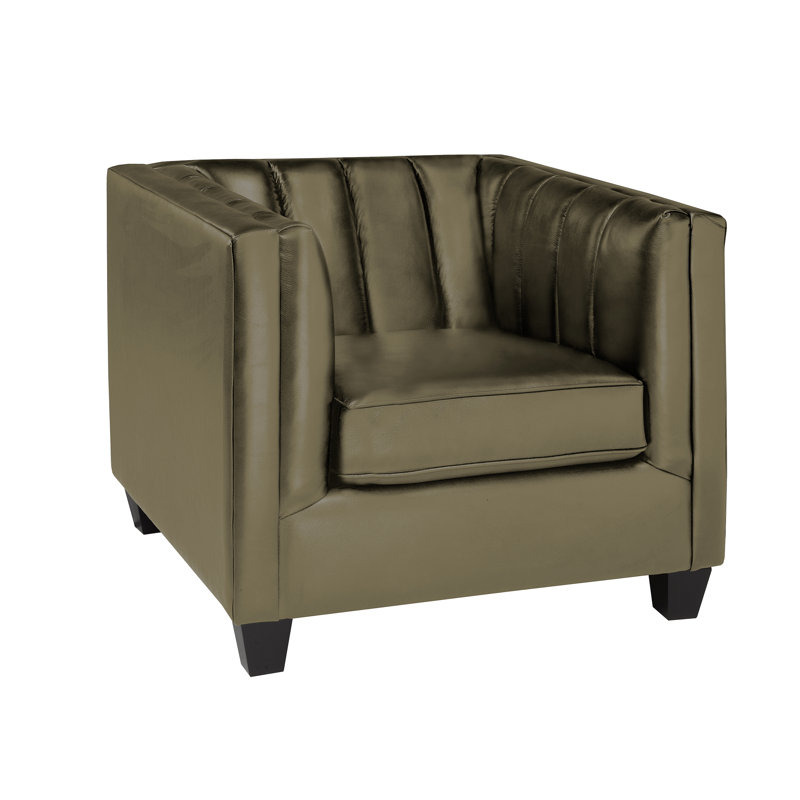 Fauteuil Telfair, Cuir véritable taupe