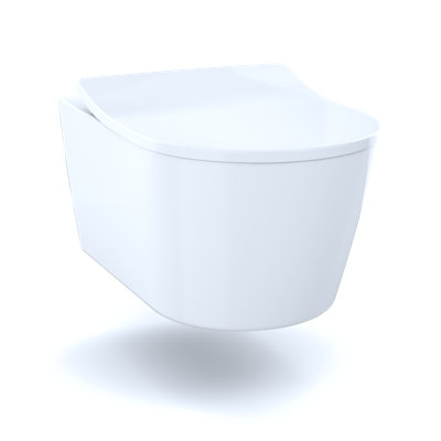 TOTO® RP Wall-Hung D-Shape Toilet and DuoFit® In-Wall 1.28 and 0.9 GPF Dual-Flush Tank System with Copper Supply, White Matte