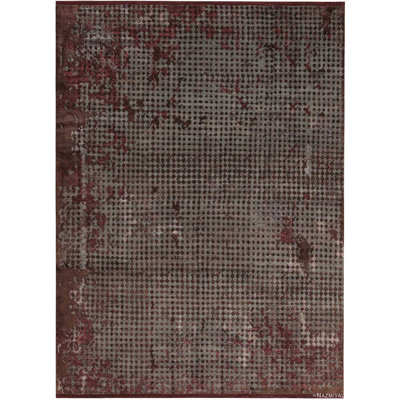 One-of-a-Kind Rectangle 9' X 12' New Age Area Rug in Red/Gray